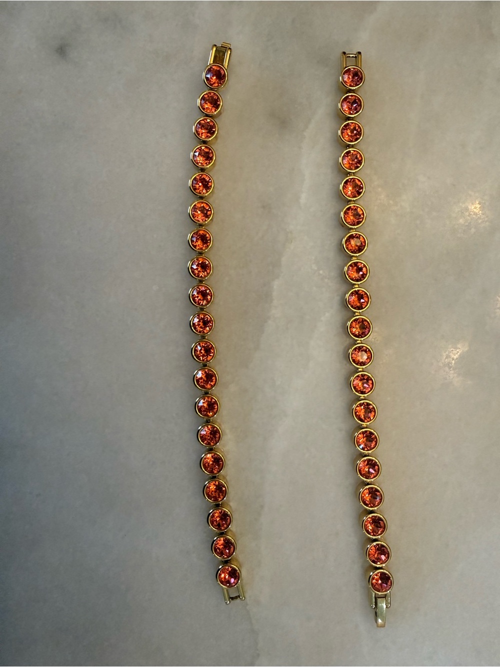 Gold-Tone Orange Crystal Tennis Bracelet
